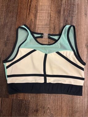Tiger Friday Colorblock Mint & Cream Sports Bra with Black Trim AM